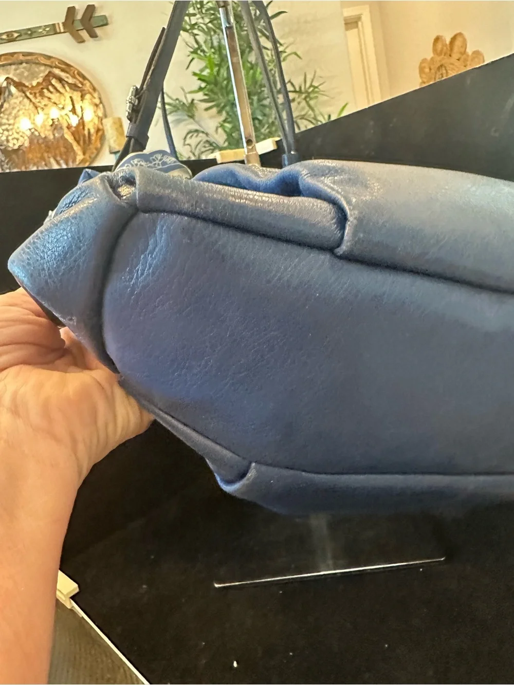 Coach#341 Madison Isabelle Blue Pebbled Leather Shoulder/ crossbody